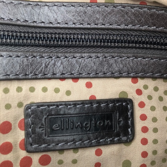 Ellington Gray Leather Shoulder Tote Bag Handbag W/ Black Straps - Picture 6 of 9